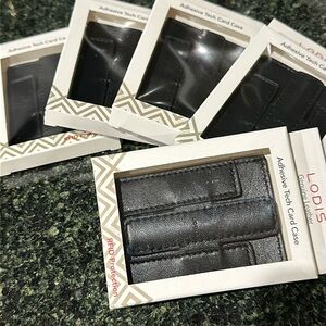 Lot of 5 LODIS adhesive tech card case holders cell phone RFID leather NEW